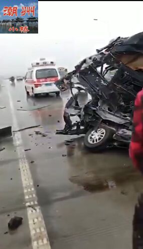 大型！潮州如意大桥一轿车被泥头车撞成废铁，一人当场死亡